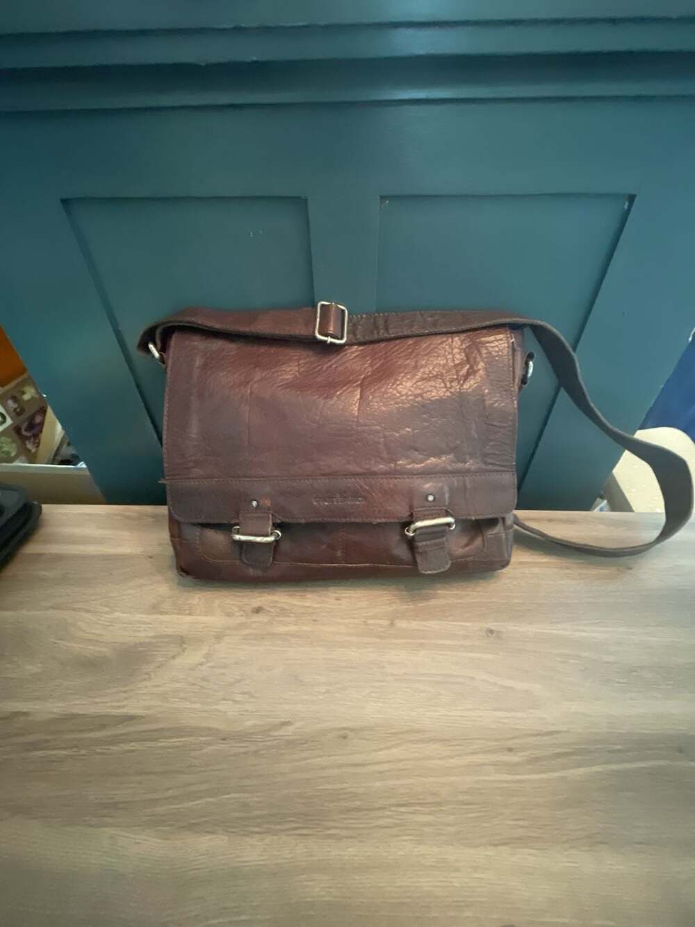 Spikes & Sparrow Brown Distressed Leather Messenger Bag